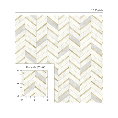 product image for Chevron Faux Tile Wallpaper in Gold & Pearl Grey 33