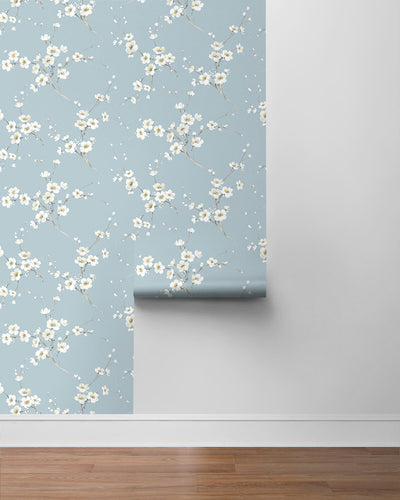 product image for Blossoming Branches Wallpaper in Sky Blue 96