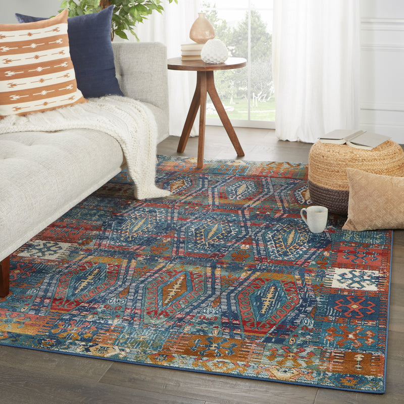 media image for Miron Trellis Rug in Blue & Red 213