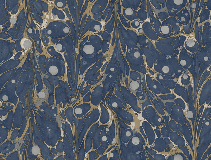 media image for Marbled Endpaper Peel & Stick Wallpaper in Navy by York Wallcoverings 264