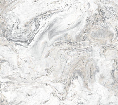 product image of Oil & Marble Peel & Stick Wallpaper in White/Grey by York Wallcoverings 565