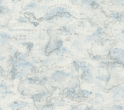 product image of Coastal Map Peel & Stick Wallpaper in Blue/Grey by York Wallcoverings 517