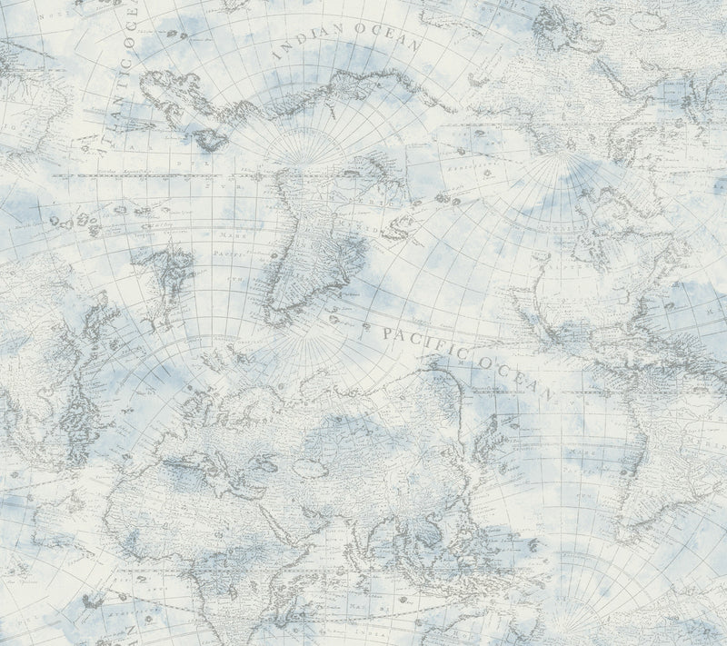 media image for Coastal Map Peel & Stick Wallpaper in Blue/Grey by York Wallcoverings 27