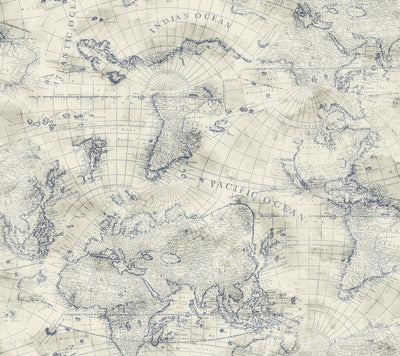 product image of Coastal Map Peel & Stick Wallpaper in Blue/Beige by York Wallcoverings 547