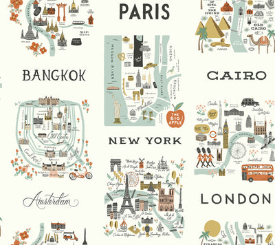 product image of City Maps Peel & Stick Wallpaper in Mint by York Wallcoverings 576