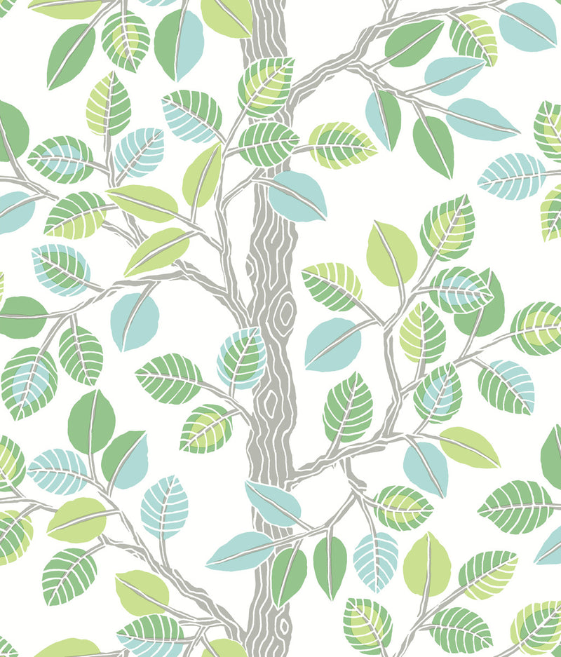 media image for Forest Leaves Peel & Stick Wallpaper in Green by York Wallcoverings 267