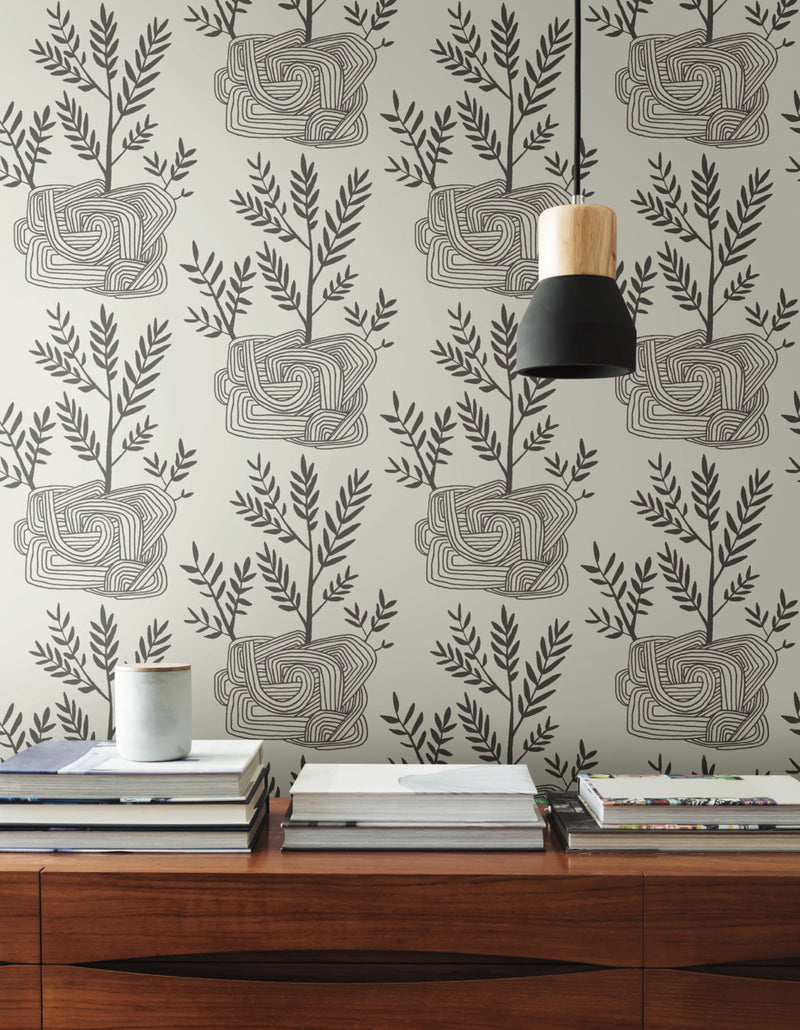 media image for Seedlings Peel & Stick Wallpaper in Grey from the Risky Business III Collection by York Wallcoverings 241