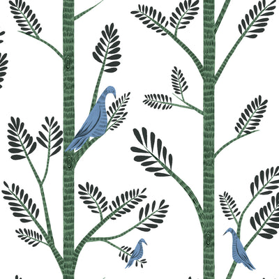 product image for Aviary Branch Peel & Stick Wallpaper in Blue and Green from the Risky Business III Collection by York Wallcoverings 1