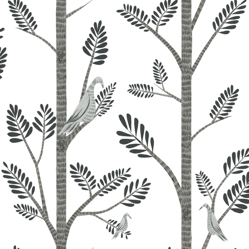 media image for Aviary Branch Peel & Stick Wallpaper in Grey from the Risky Business III Collection by York Wallcoverings 297