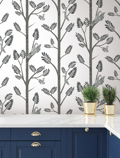 product image for Aviary Branch Peel & Stick Wallpaper in Grey from the Risky Business III Collection by York Wallcoverings 41