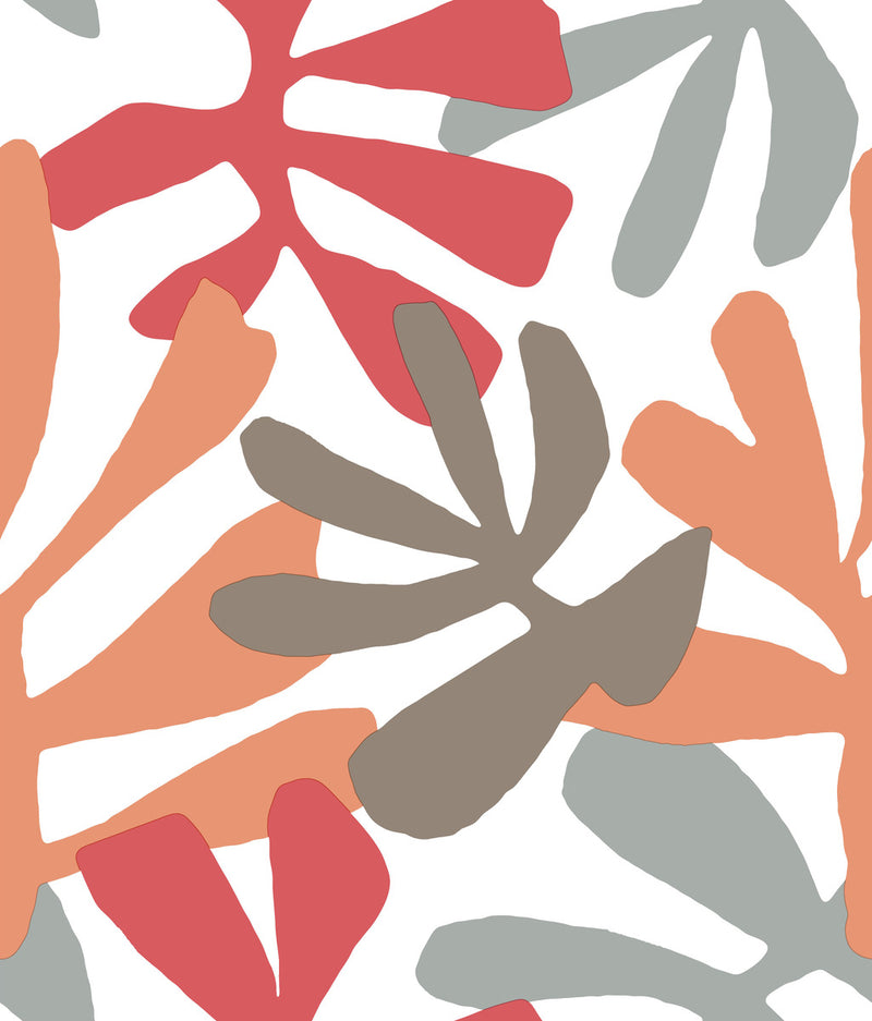 media image for Kinetic Tropical Peel & Stick Wallpaper in Coral and Beige from the Risky Business III Collection by York Wallcoverings 224