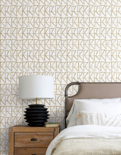product image for Love Triangles Peel & Stick Wallpaper in Gold from the Risky Business III Collection by York Wallcoverings 10