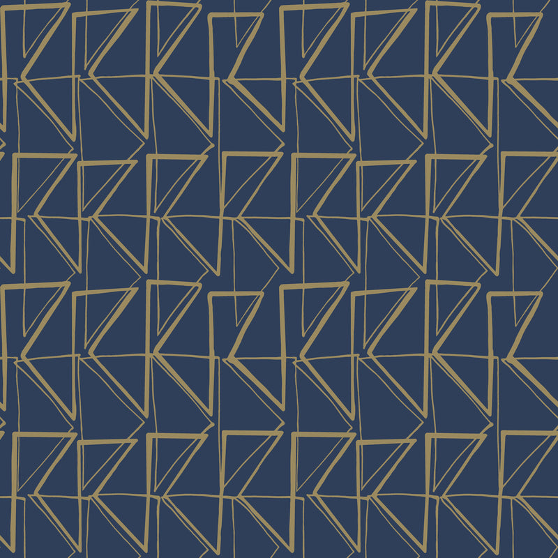 media image for sample love triangles peel stick wallpaper in blue and gold from the risky business iii collection by york wallcoverings 1 222