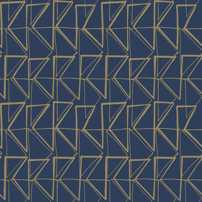 product image of Love Triangles Peel & Stick Wallpaper in Blue and Gold from the Risky Business III Collection by York Wallcoverings 591