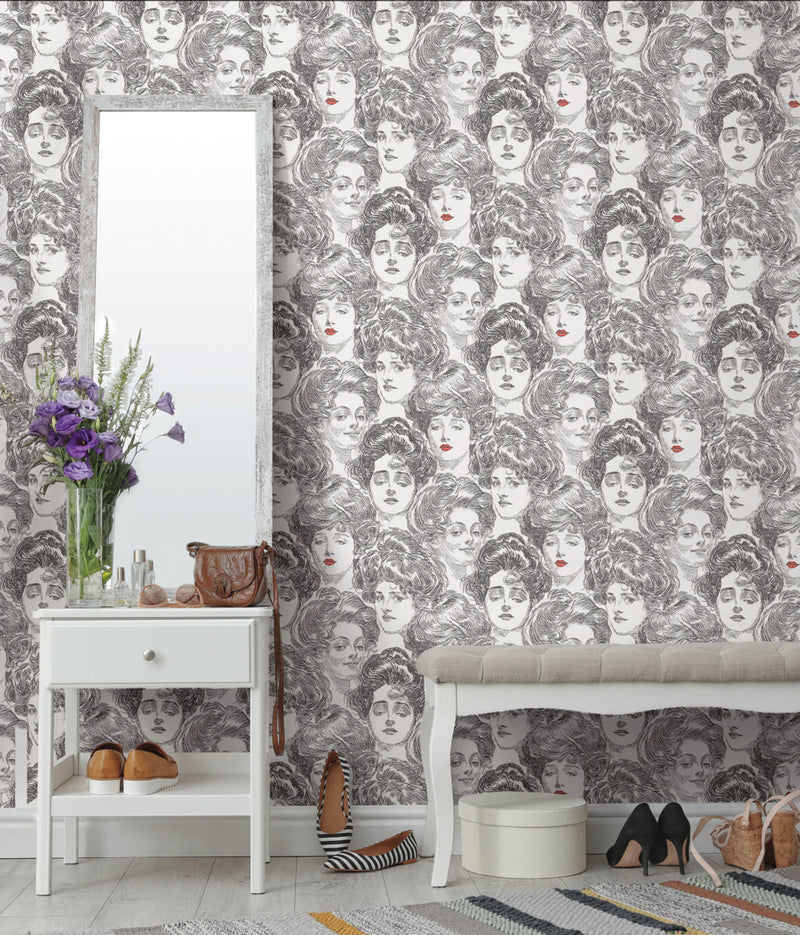 media image for Pucker Up Buttercup Peel & Stick Wallpaper in Black and Red from the Risky Business III Collection by York Wallcoverings 260