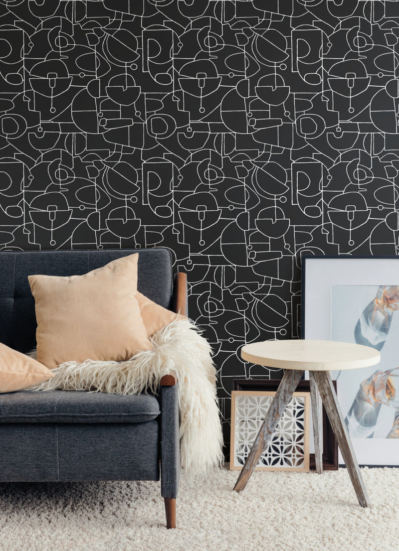media image for Robotics Peel & Stick Wallpaper in Black from the Risky Business III Collection by York Wallcoverings 238