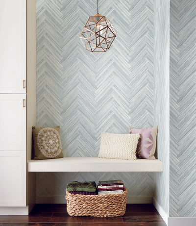 product image for Hermosa Herringbone Blue Peel & Stick Wallpaper by York Wallcoverings 12