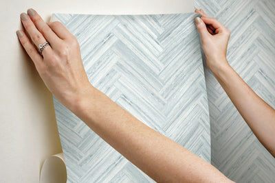 product image for Hermosa Herringbone Blue Peel & Stick Wallpaper by York Wallcoverings 2