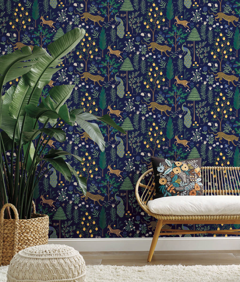 media image for Menagerie Peel & Stick Wallpaper in Blue by York Wallcoverings 286