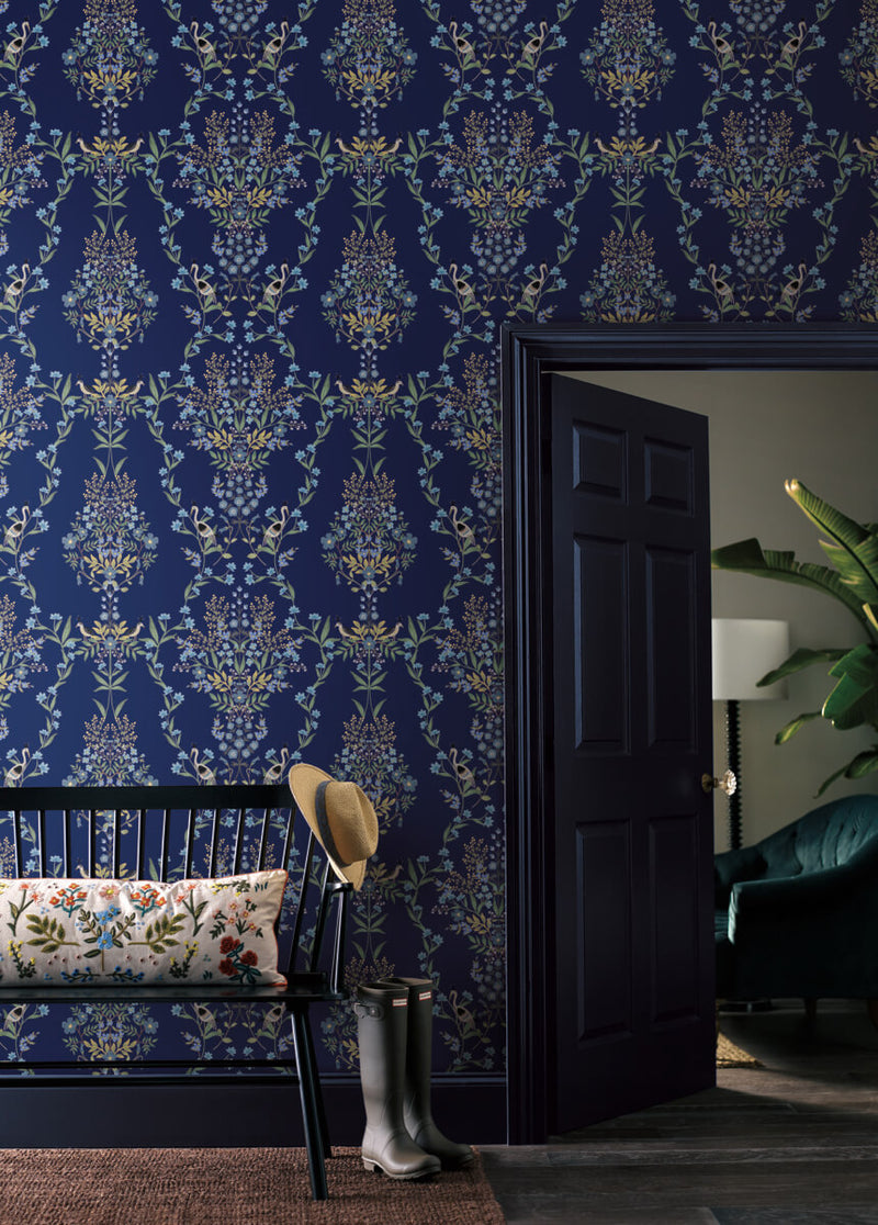media image for Luxembourg Peel & Stick Wallpaper in Blue by York Wallcoverings 273
