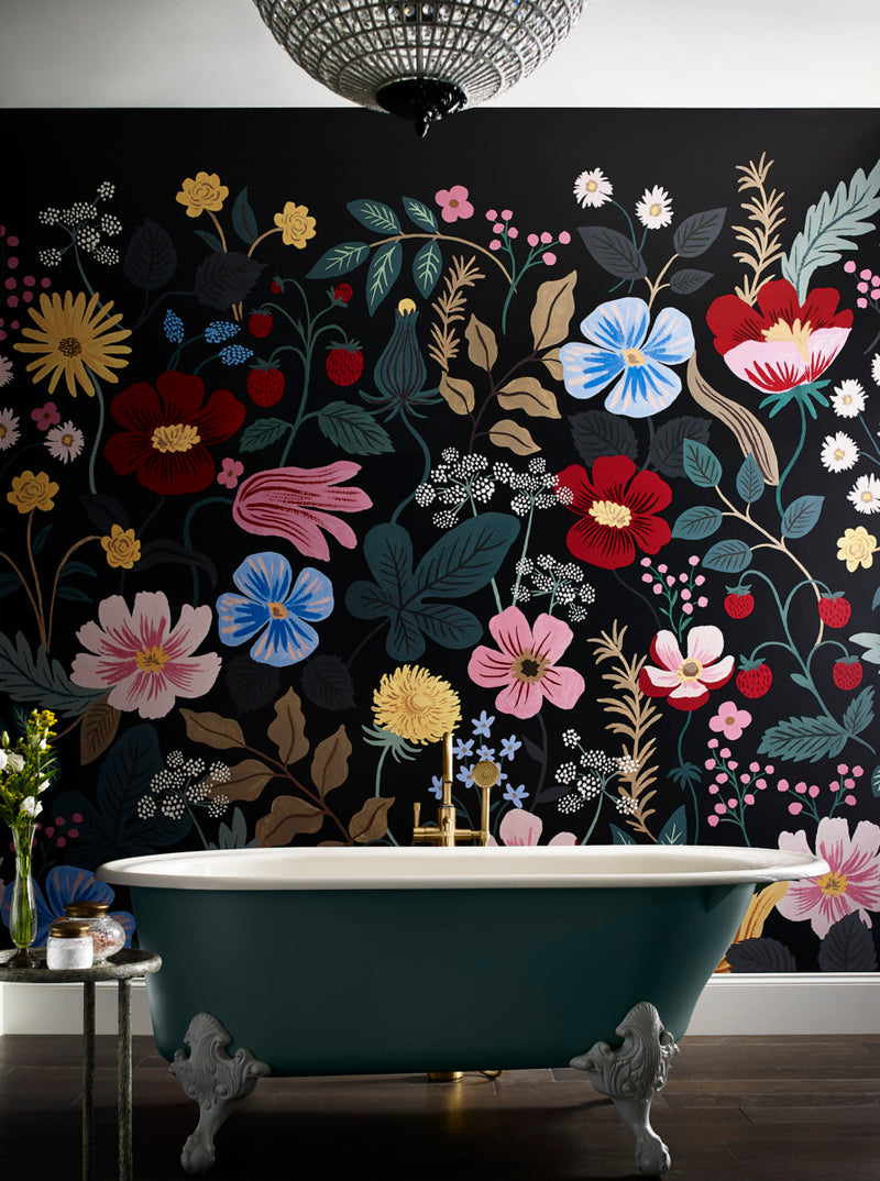 media image for Strawberry Fields Peel & Stick Wall Mural in Black/Green by York Wallcoverings 27