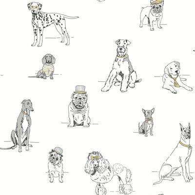 product image of Dog's Life Silver/Gold Peel & Stick Wallpaper by York Wallcoverings 532