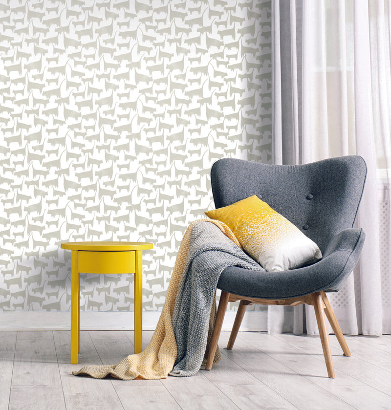 media image for Cat Tails Beige Peel & Stick Wallpaper by York Wallcoverings 256