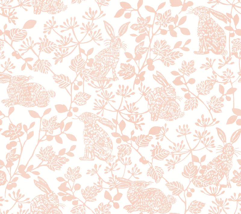 media image for sample botanical bunnies pink peel and stick wallpaper by york wallcoverings 1 240