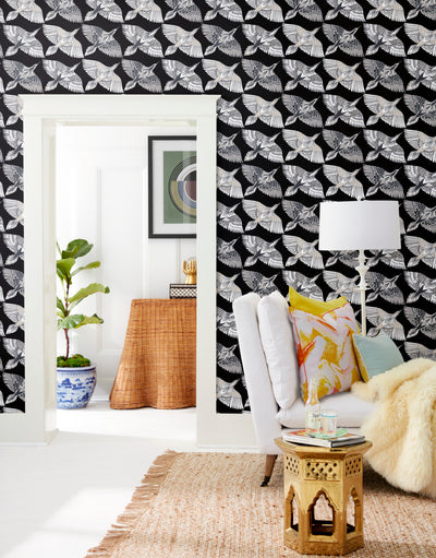 product image for Feather Flight Black Peel & Stick Wallpaper by York Wallcoverings 93