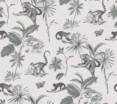 product image of Botanicals and Lemurs Gray Peel & Stick Wallpaper by York Wallcoverings 572