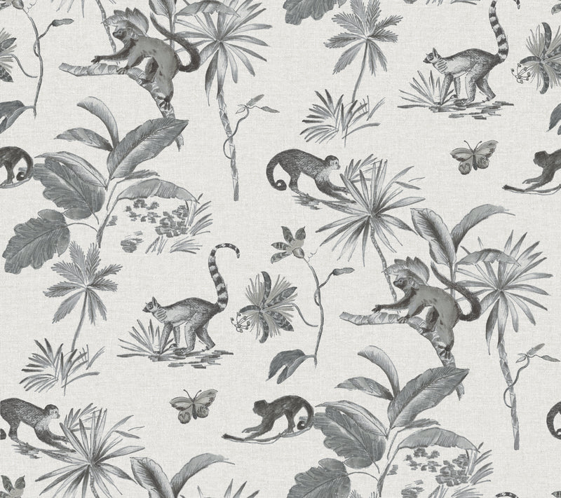 media image for Botanicals and Lemurs Gray Peel & Stick Wallpaper by York Wallcoverings 241