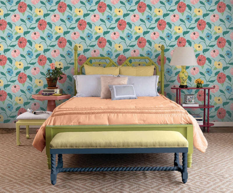 media image for Jungle Garden Sky Blue Peel & Stick Wallpaper from the Madcap Cottage Collection by York Wallcoverings 293