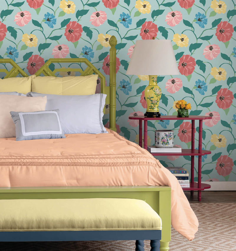 media image for Jungle Garden Sky Blue Peel & Stick Wallpaper from the Madcap Cottage Collection by York Wallcoverings 261