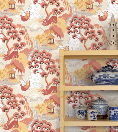 product image for Old Peking Pink Lemonade Peel & Stick Wallpaper from the Madcap Cottage Collection by York Wallcoverings 12