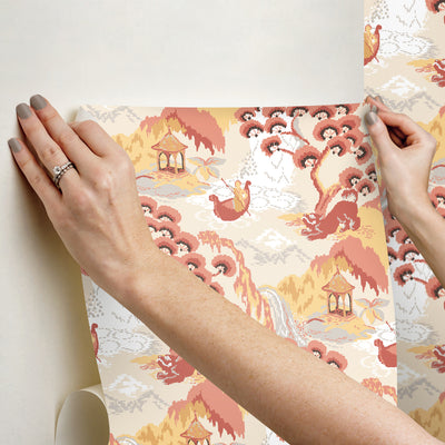 product image for Old Peking Pink Lemonade Peel & Stick Wallpaper from the Madcap Cottage Collection by York Wallcoverings 75