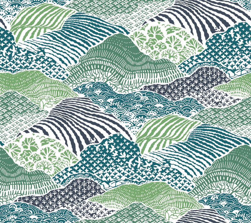 media image for sample shangri la palm green peel and stick wallpaper from the madcap cottage collection by york wallcoverings 1 242