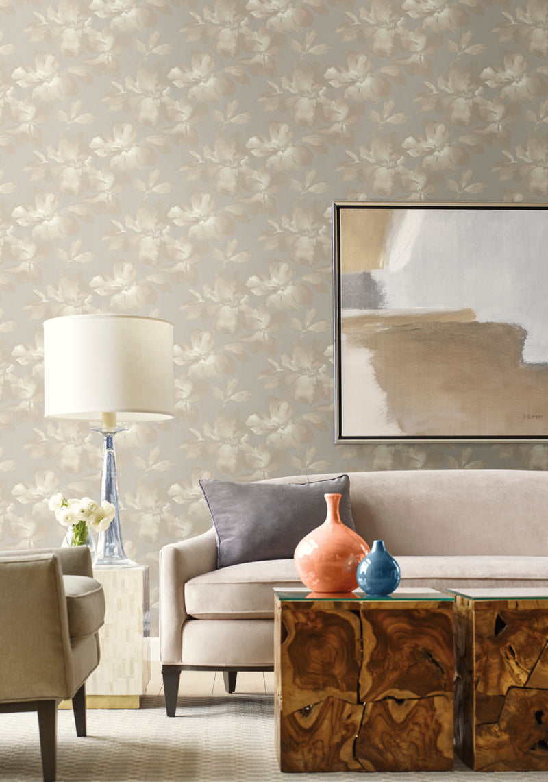 media image for Midnight Blooms Neutral Peel & Stick Wallpaper by Candice Olson 296