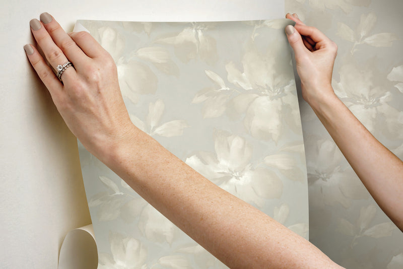 media image for Midnight Blooms Neutral Peel & Stick Wallpaper by Candice Olson 237