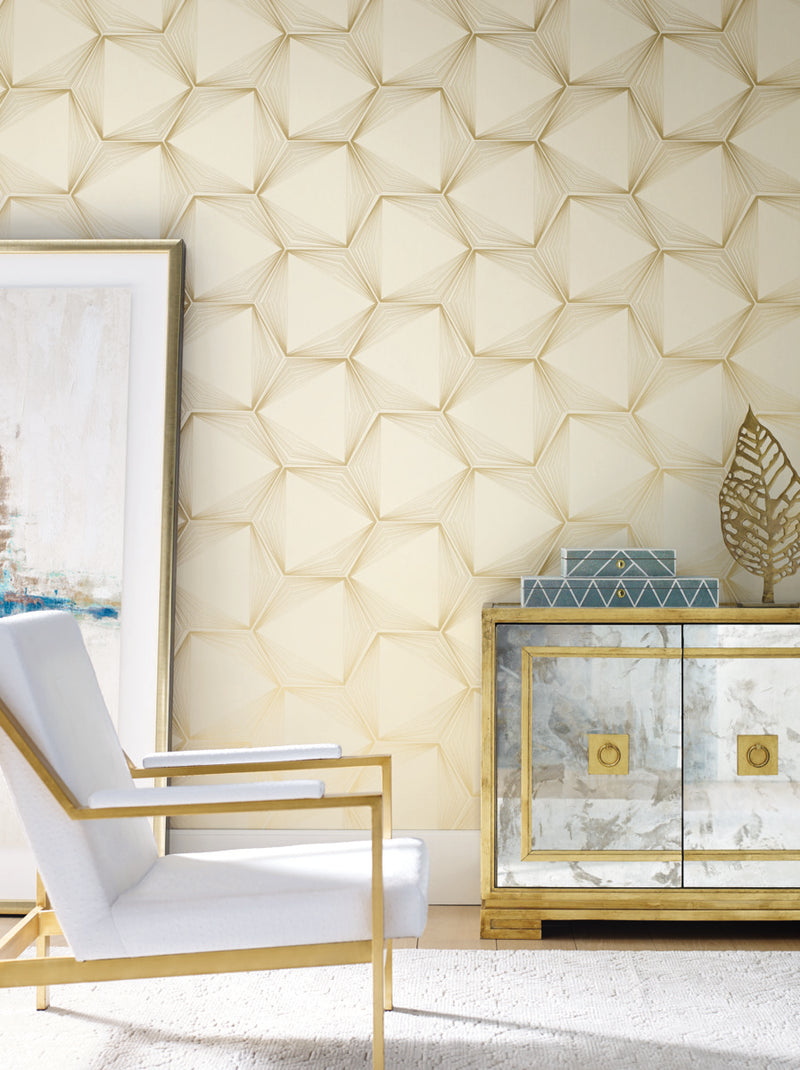 media image for Honeycomb Sand/Gold Peel & Stick Wallpaper by Candice Olson 261