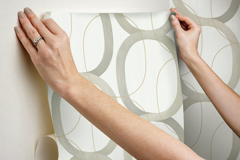 media image for Interlock Light Taupe Peel & Stick Wallpaper by Candice Olson 295