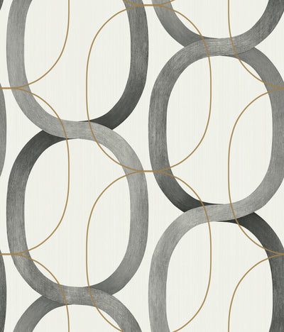 product image of Interlock Black/Gold Peel & Stick Wallpaper by Candice Olson 563