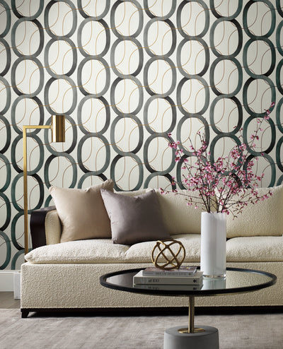 product image for Interlock Black/Gold Peel & Stick Wallpaper by Candice Olson 55