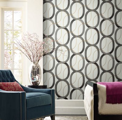 product image for Interlock Black/Gold Peel & Stick Wallpaper by Candice Olson 91
