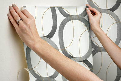 product image for Interlock Black/Gold Peel & Stick Wallpaper by Candice Olson 10
