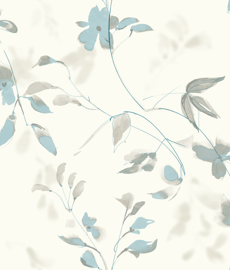 media image for Linden Flower Spa Blue Peel & Stick Wallpaper by Candice Olson 211