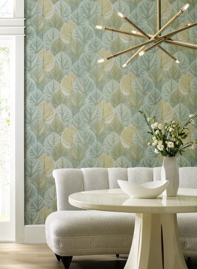 product image for Leaf Concerto Turquoise Peel & Stick Wallpaper by Candice Olson 40