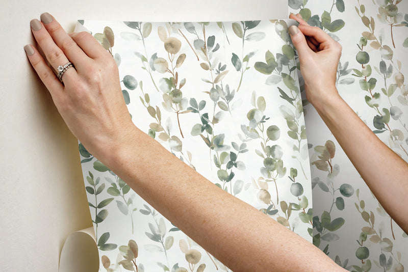 media image for Eucalyptus Navy Joyful Peel & Stick Wallpaper by Candice Olson 212