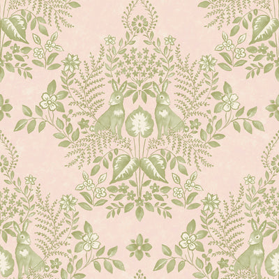 product image of Cottontail Toile Peel & Stick Wallpaper in Pink/Chartreuse 553