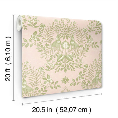 product image for Cottontail Toile Peel & Stick Wallpaper in Pink/Chartreuse 84