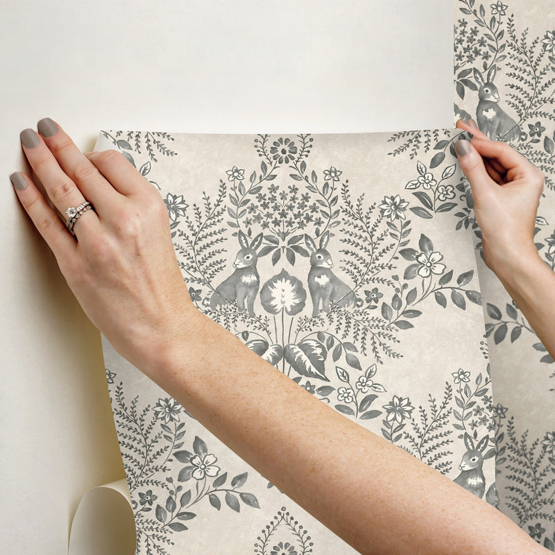 media image for Cottontail Toile Peel & Stick Wallpaper in Linen/Charcoal 27